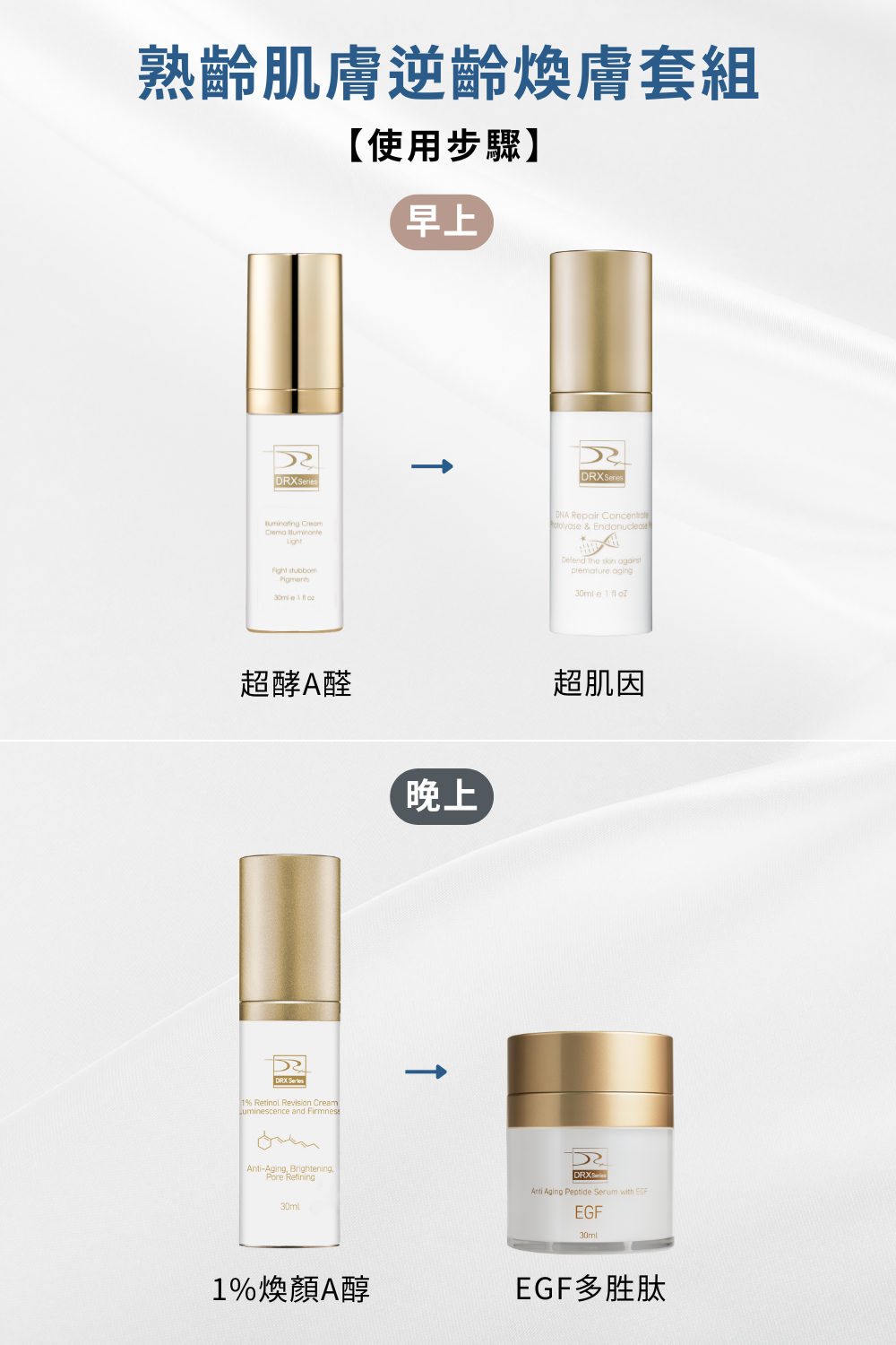 熟齡肌膚逆齡煥膚套組幫你的肌膚改善膚質及毛孔、美白嫩膚超有感,熟齡肌膚逆齡煥膚套組守護你的肌膚,讓歲月在你的肌膚不留痕跡!要買抗老化的肌膚保養組就到DRX達特仕購物網站! 熟齡肌膚逆齡煥膚套組幫你的肌膚改善膚質及毛孔、美白嫩膚超有感,熟齡肌膚逆齡煥膚套組守護你的肌膚,讓歲月在你的肌膚不留痕跡!要買抗老化的肌膚保養組就到DRX達特仕購物網站!